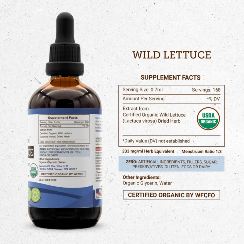 Tintura Secrets Of The Tribe Wild Lettuce 240 Ml Sem Álcool - Image 4