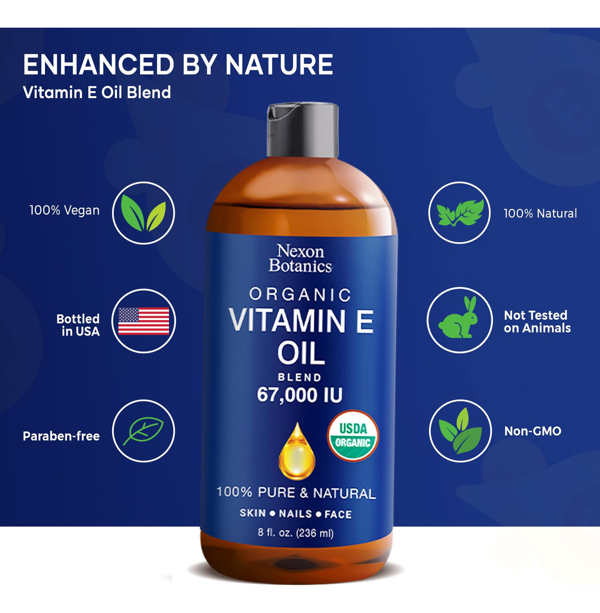 Óleo De Vitamina E Nexon Botanics 250ml 67000 Ui Para Pele E - Imagem 2