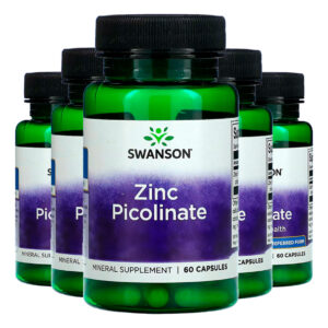 Picolinato De Zinco 22mg Swanson 60 Caps Importado 5un