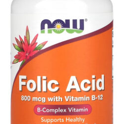 Ácido Fólico E Vitamina B12 800mcg Now Foods 250tabs Sabor Sem Sabor