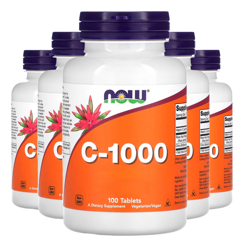 Vitamina C 1000mg+r. Mosqueta 100tab Importado 5un Now Foods
