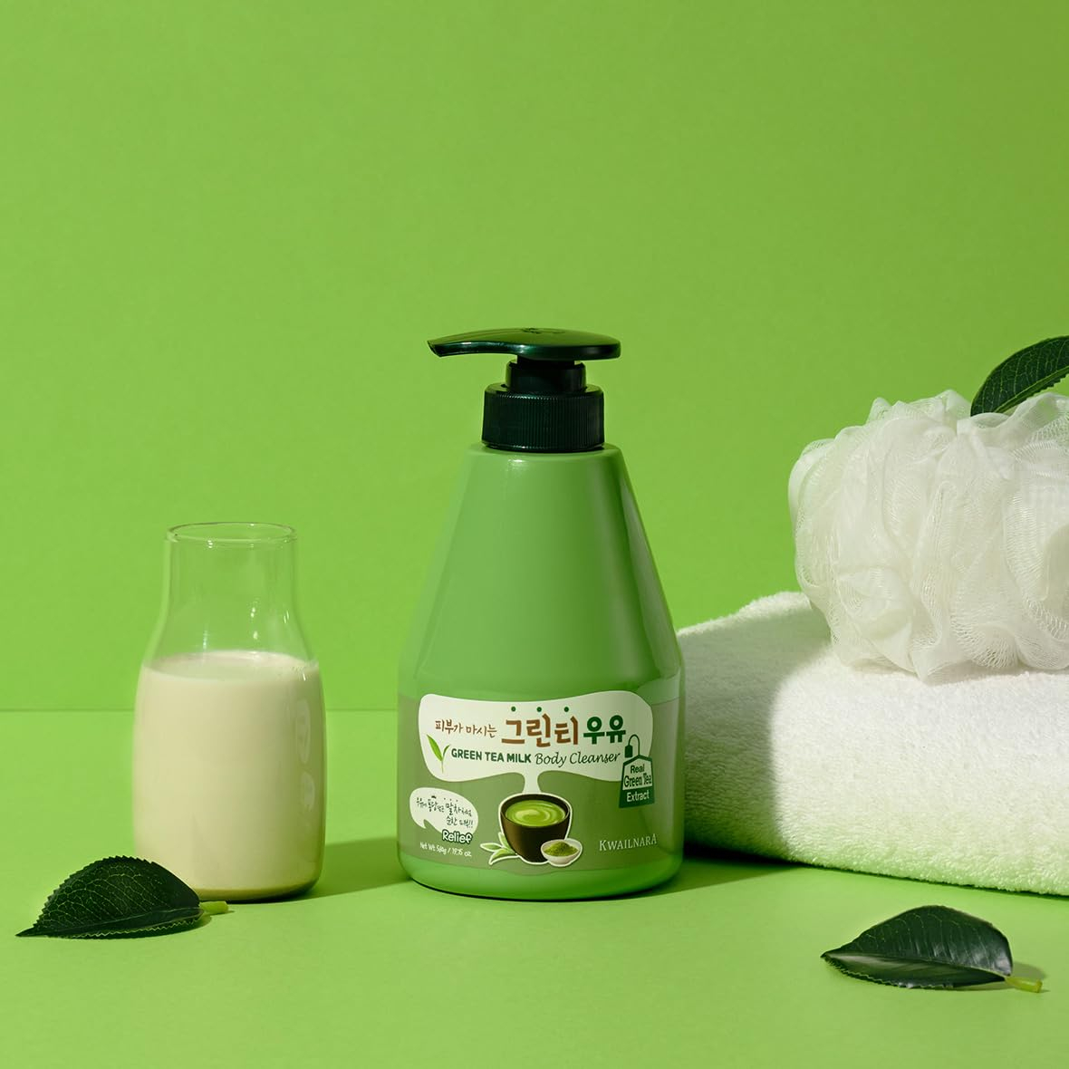 Limpador Corporal Welcos Kwailnara Green Tea Milk 560g - Imagem 6