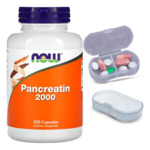 Pancreatina 200mg Now Foods 250 Cáps + Porta Cápsulas