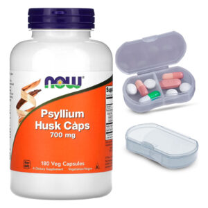 Casca Psyllium + Pectin Now Foods 180cap + Porta Cápsulas