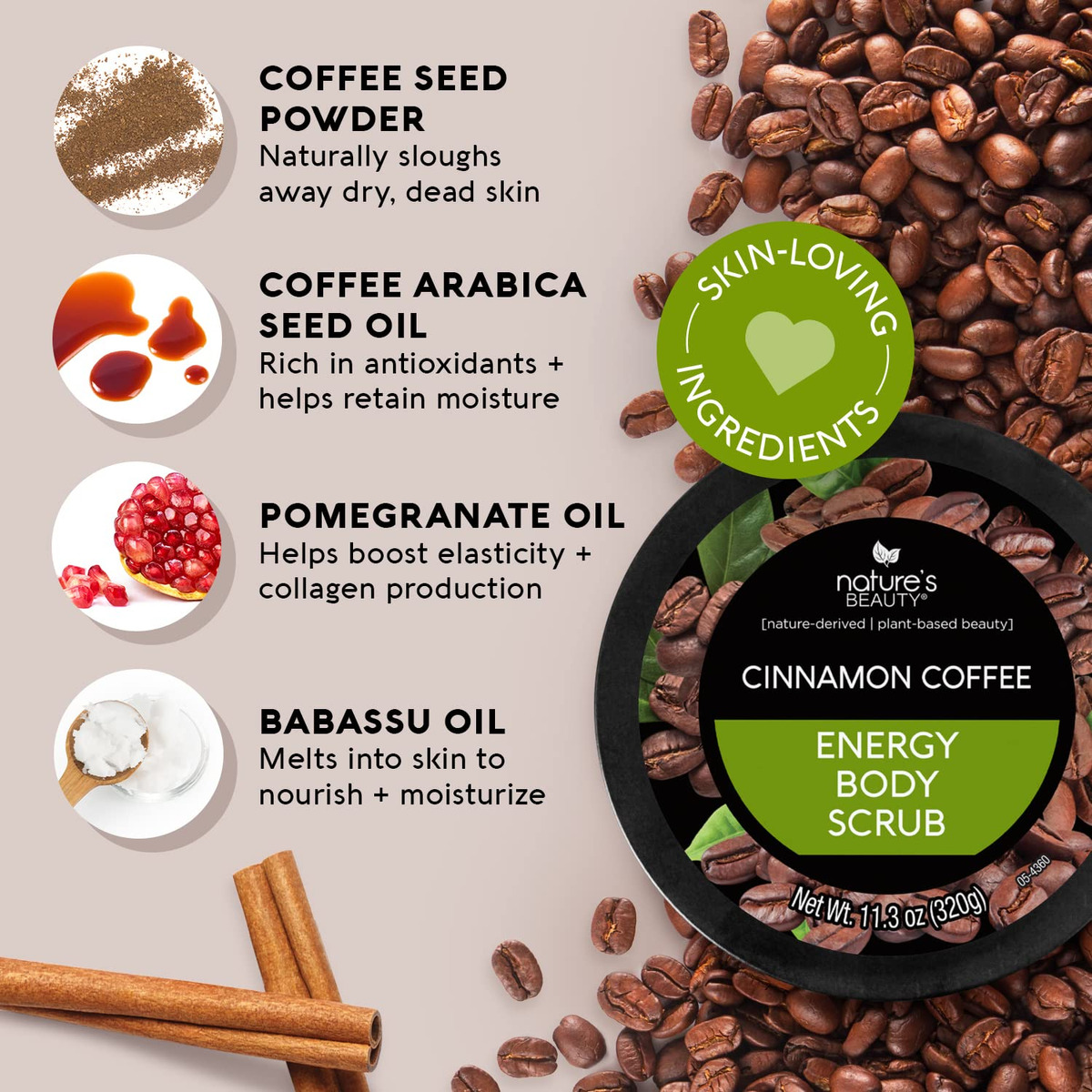 Esfoliante Corporal Nature's Beauty Cinnamon Coffee Energy 3 - Imagem 2