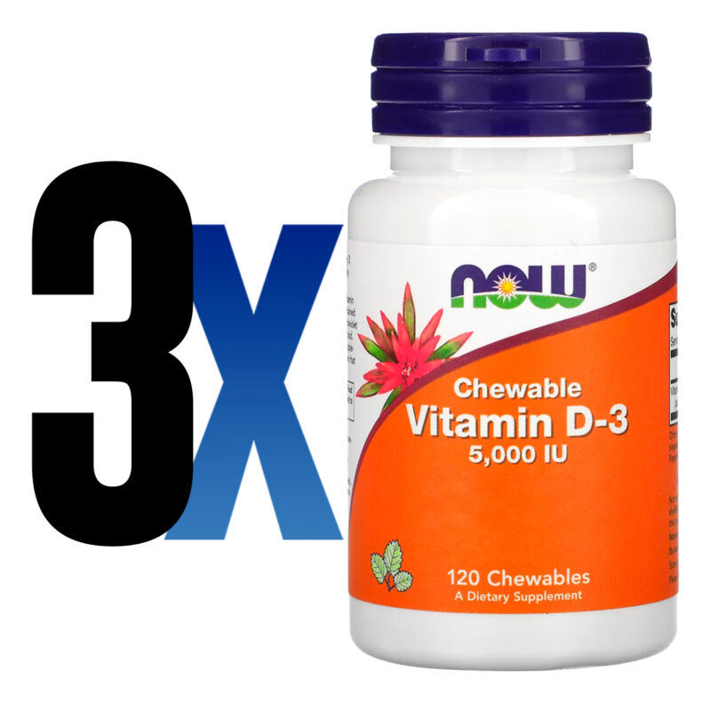 Vitamina D3 5000iu Now 120 Chewable Mastigável Importado 3un - Image 2
