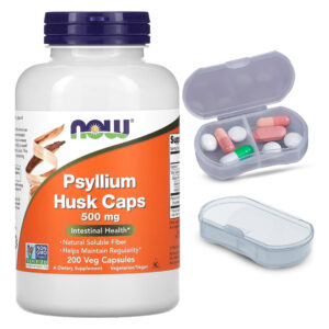Fibra De Psyllium 500mg Now Foods 200 Cáps + Porta Cápsulas