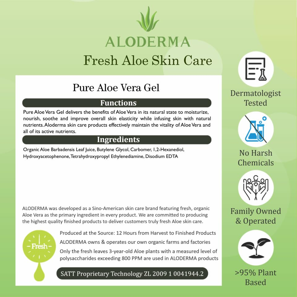 Gel Aloderma Organic Aloe Vera 96% Puro Para Rosto E Corpo 2 - Imagem 7