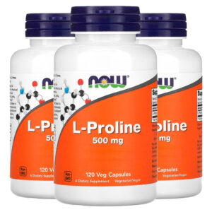 L-prolina 500mg Now Foods 120 Veg Caps Importado 3un