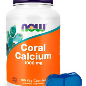 Coral Cálcio 1000mg Now Foods 100 Cáps + Porta Cápsulas