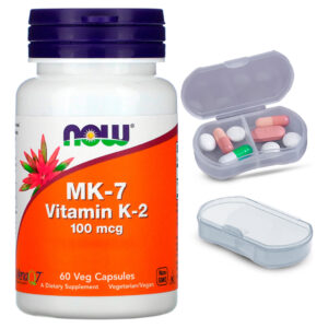 Mk-7 Vitamina K-2 100mcg Now Foods 60 Caps + Porta Cápsulas