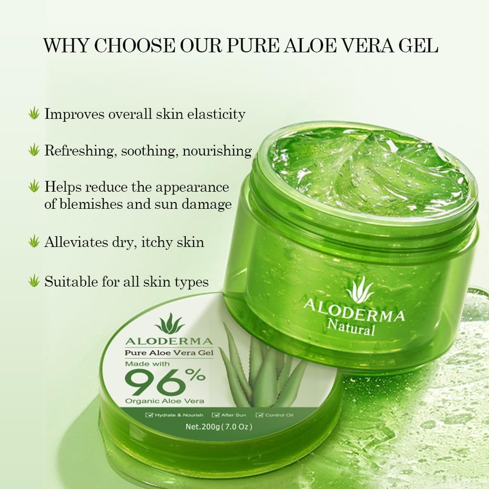 Gel Aloderma Organic Aloe Vera 96% Puro Para Rosto E Corpo 2 - Imagem 2