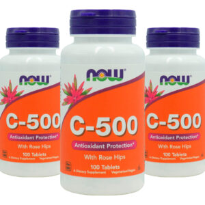 Vitamina C 500mg Com Rosa Mosqueta Now Foods 100tab 3un Sabor Sem Sabor