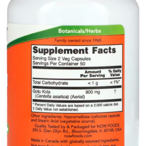 Gotu Kola 450mg Now Foods 100 Cáps + Porta Cápsulas