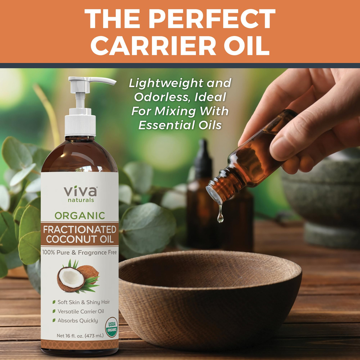 Óleo De Coco Orgânico Fracionado Viva Naturals Para Cabelo - Imagem 3
