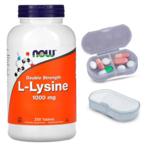 L-lysine Now Foods 1000mg L-lisina 250 Tabs + Porta Cápsulas