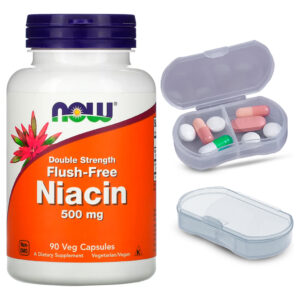 Niacina 500 Mg Força Dupla Now Foods 90cáps + Porta Cápsulas