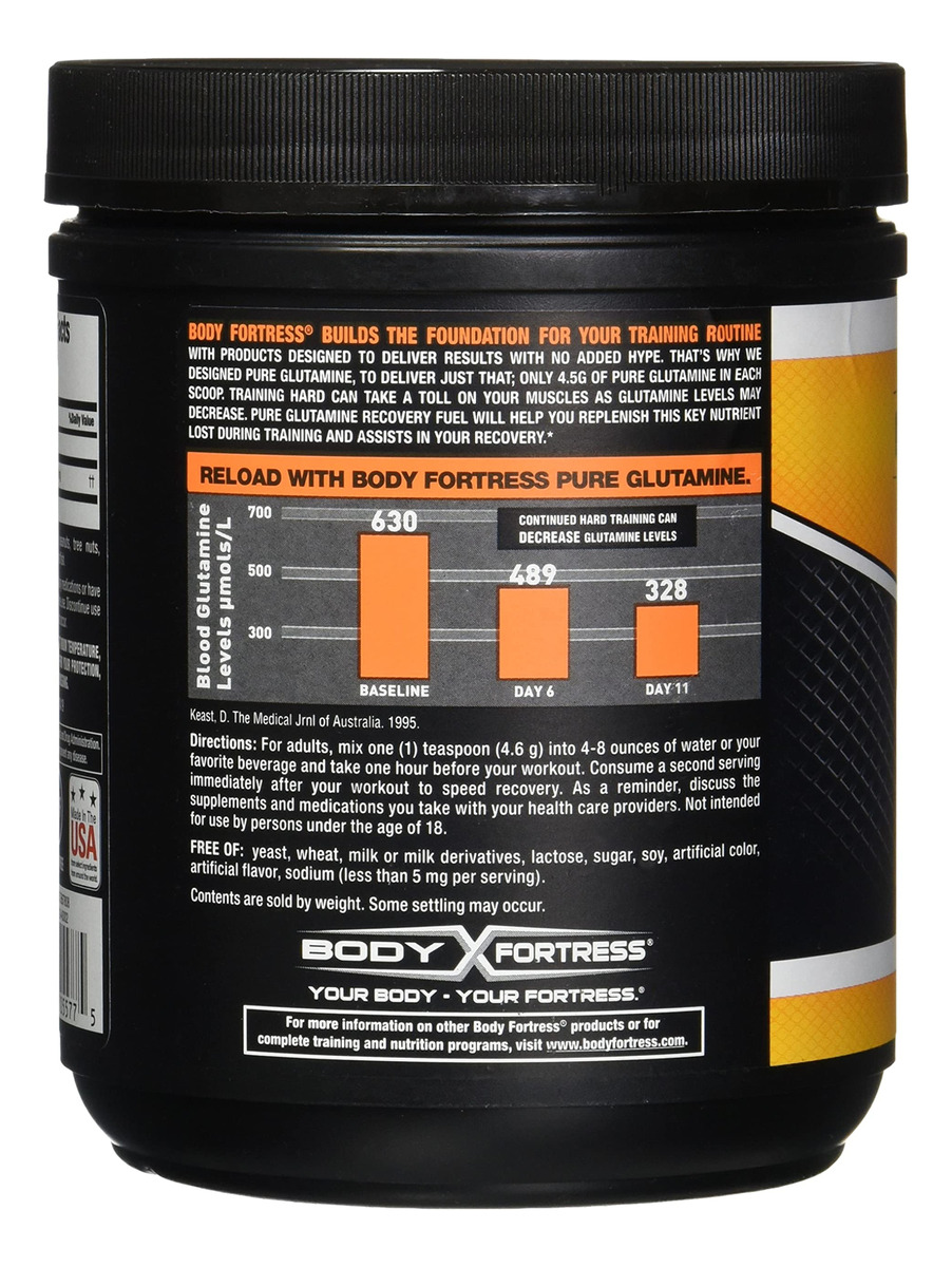 Glutamina Em Pó Body Fortress Pure 300ml - Imagem 2