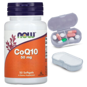Coenzima Coq10 + Vit E Now Foods 50soft + Porta Cápsulas