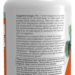 Citrato Magnésio Pó Now Foods 227g Puro + Porta Cápsulas