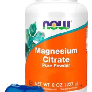 Citrato Magnésio Pó Now Foods 227g Puro + Porta Cápsulas