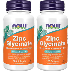 Glicinato De Zinco 30mg Nowfoods Zinc Glycinate 120softg 2un