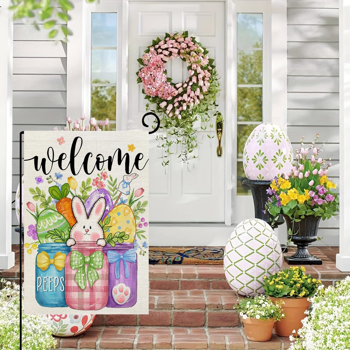 Garden Flag, Pacote Com 3, Feliz Dia Dos Namorados, Páscoa D - Imagem 5