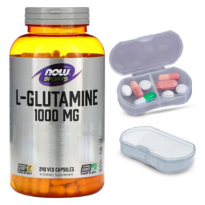 L-glutamina 1000mg Now Foods Sports 240caps + Porta Cápsulas