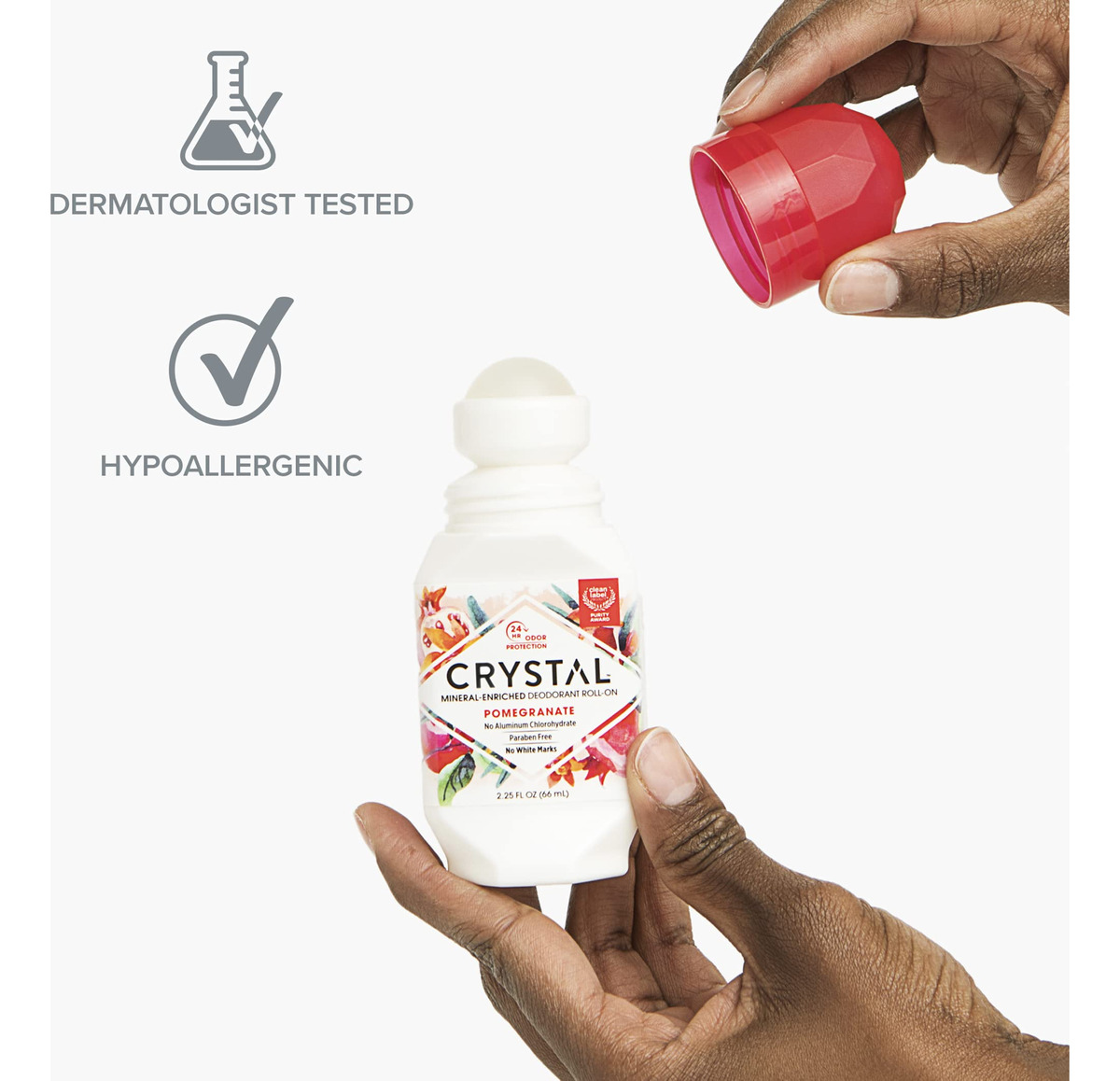 Desodorante Corporal Crystal Mineral Roll-on Pomegranate 66m - Imagem 5