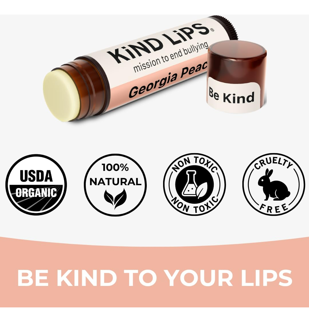 Bálsamo Labial Kind Lips Georgia Peach Organic, Pacote Com 3 - Imagem 2