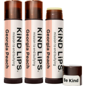 Bálsamo Labial Kind Lips Georgia Peach Organic, Pacote Com 3