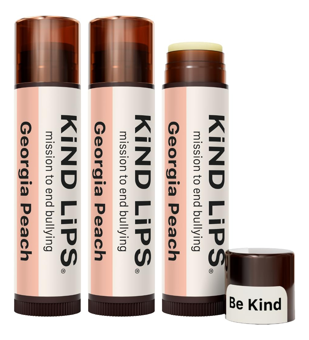 Bálsamo Labial Kind Lips Georgia Peach Organic, Pacote Com 3