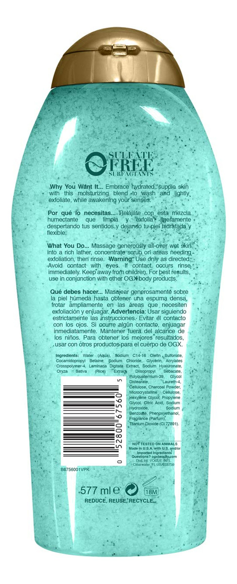 Esfoliante E Sabonete Corporal Ogx Sea Kelp E Ácido Hialurôn - Imagem 2