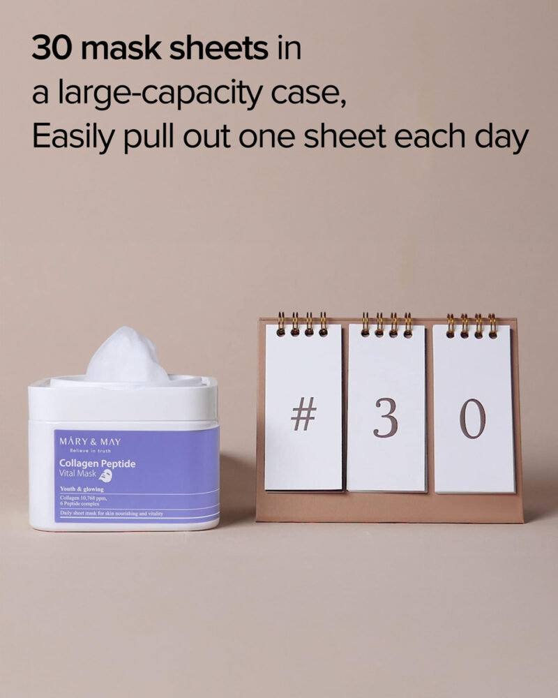Máscara De Folha Mary & May Collagen Peptide Vital 30 Sheets - Image 3