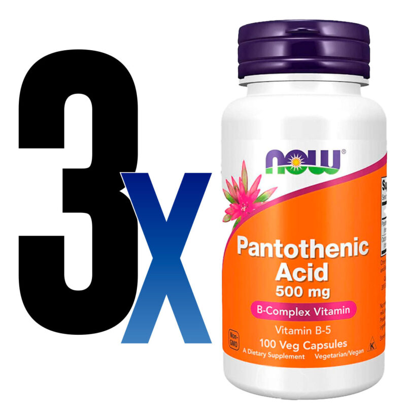 Ácido Pantotênico 500mg Now Foods Complexo B 100cap 3un - Imagem 2