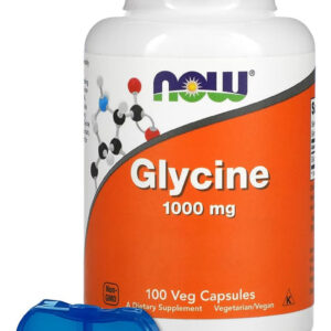 Glicina 1000mg Now Foods Glycine 100 Cáps + Porta Cápsulas