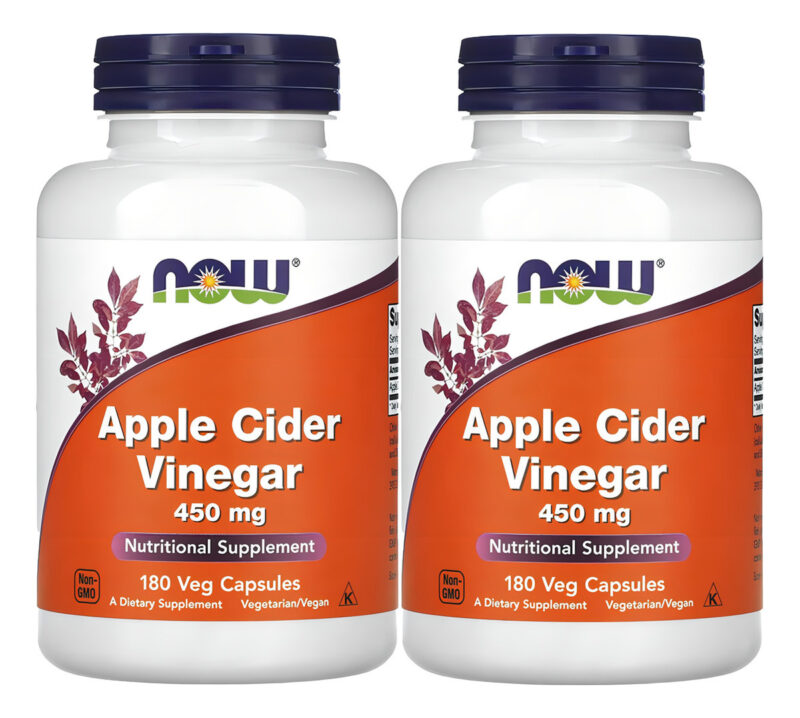 Vinagre De Maçã 450mg Now Foods Cider 180 Veg Caps 2un Sabor Sem Sabor