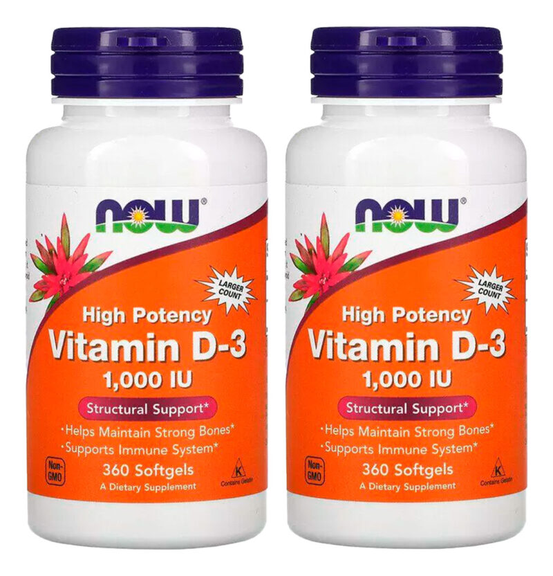 Vitamina D3 1.000ui Now Foods Vit D-3 360 Softgels 2un Sabor Sem Sabor