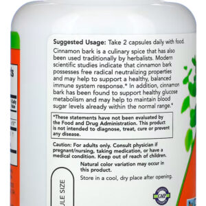 Casca De Canela 600mg 120 Cáps Importado 2un Now Foods