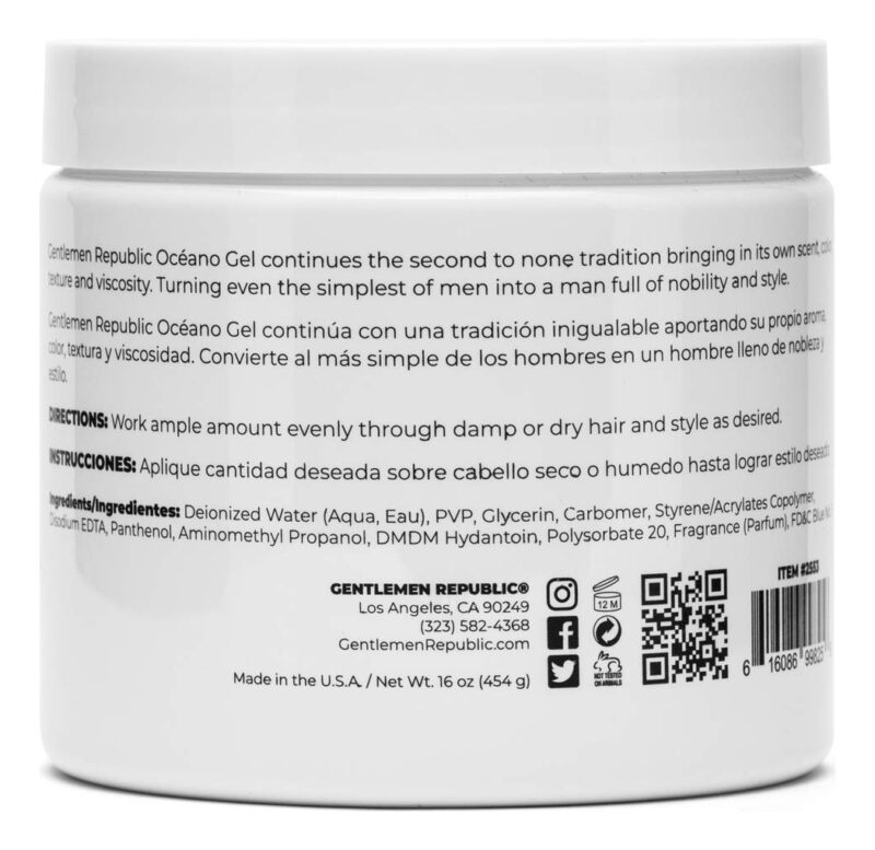 Gel Para Cabelo Gentlemen Republic Oceano 473ml Strong Hold - Imagem 3
