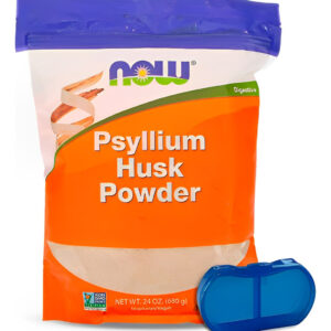 Cascas Psyllium Pó Now Foods 680g + Porta Cápsulas Sabor N/a