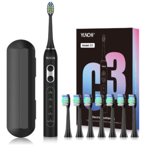 Escova De Dentes Elétrica Yunchi Sonic Whitening Com 8 Cabeç