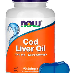 Óleo Fígado Bacalhau Now Foods 90 Soft + Porta Cápsulas