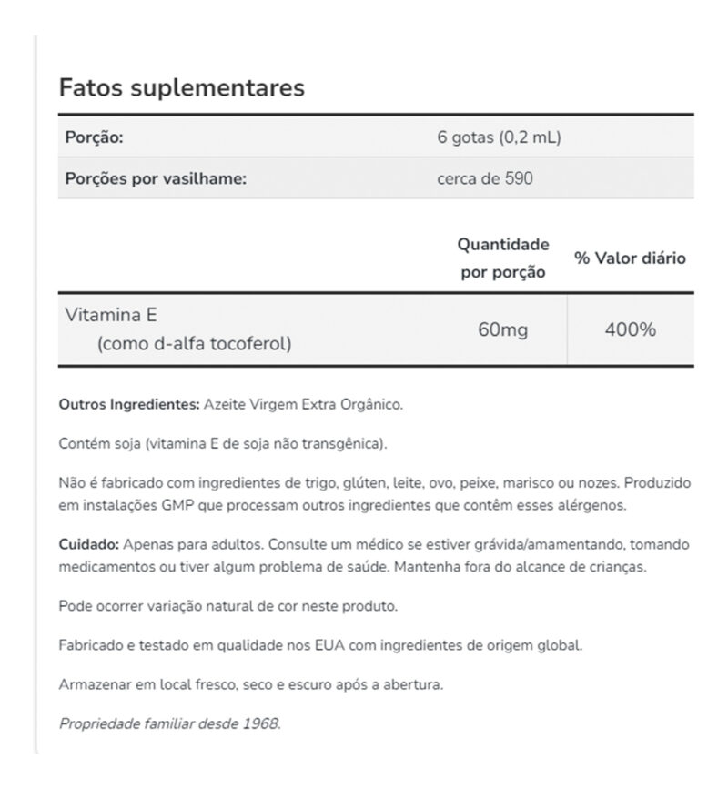 Vitamina E Now Foods 118ml D-alpha Tocoferol Importado - Image 4