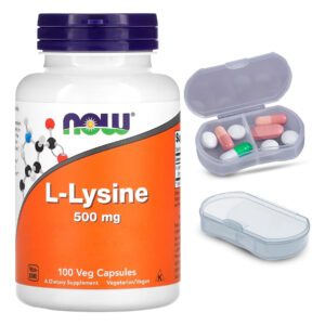 L-lisina 500mg Now Foods L-lysine 100 Caps + Porta Cápsulas