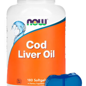 Óleo Fígado Bacalhau Now Foods 180 Soft + Porta Cápsulas