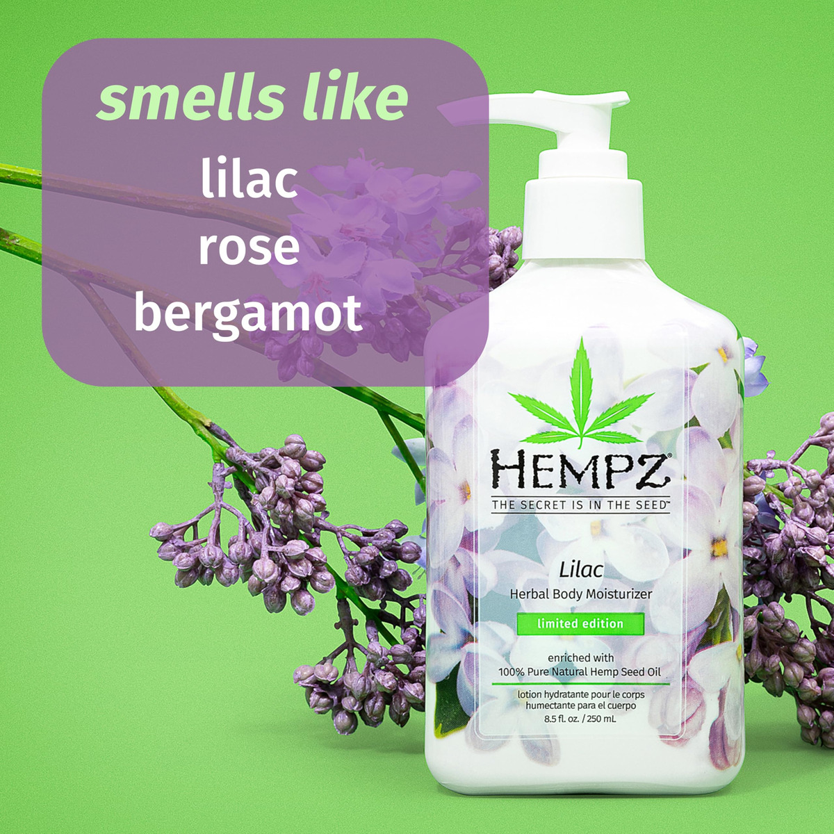 Hidratante Corporal Hempz Lilac Lotion 250ml Edição Limitada - Imagem 2