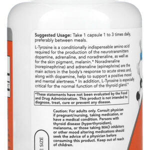 L-tirosina Forma Livre Now Foods 120caps + Porta Cápsulas