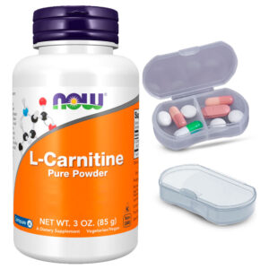 L-carnitina Pura Em Pó 85g Now Foods + Porta Cápsulas