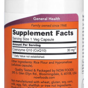 Coenzima Coq10 30mg Now Foods 60 Veg Caps Importado 4un